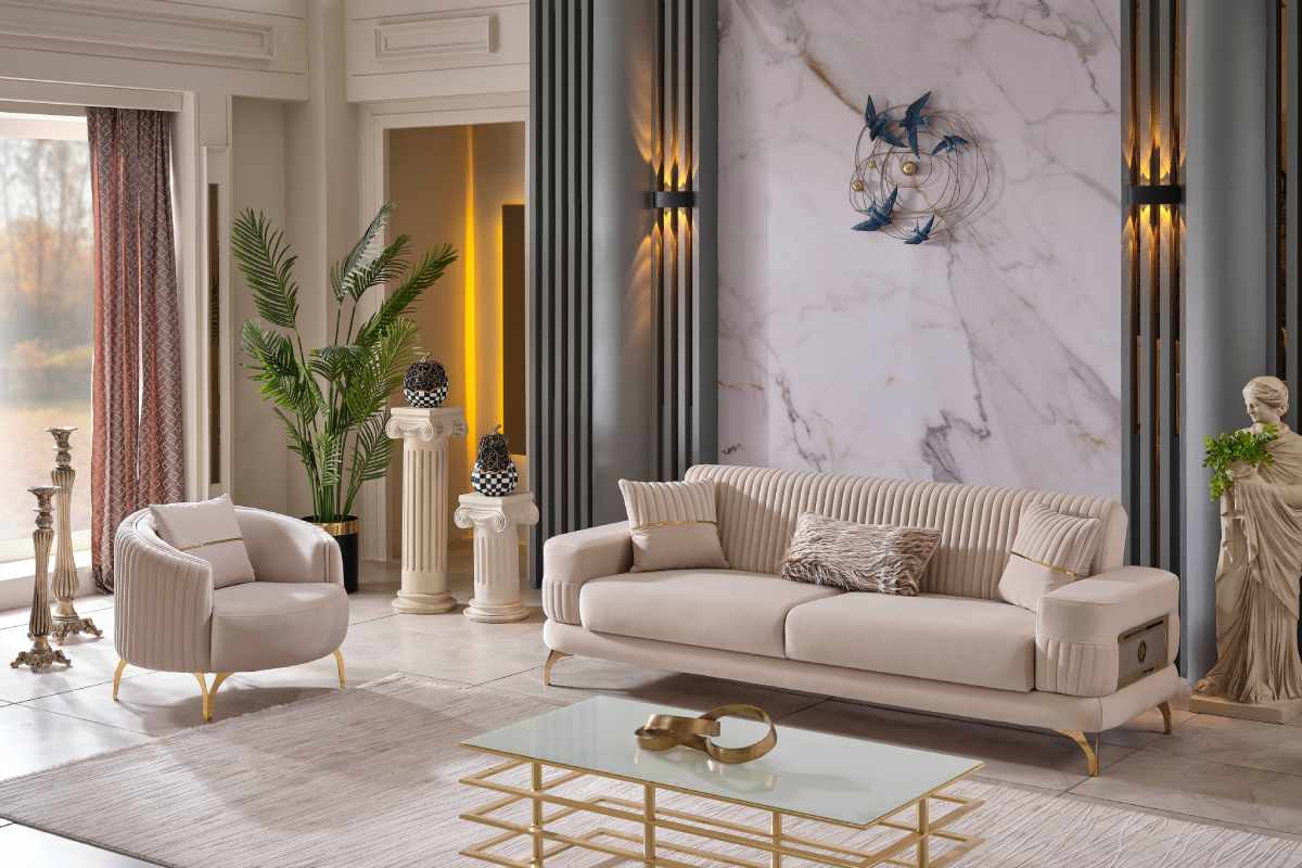 Aspenia Beige Sofa Set