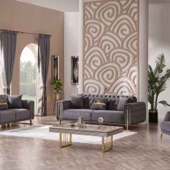 Dreams Dark Grey & Gold Sofa Set