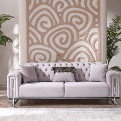 Dreams Light Grey & Silver Sofa Set