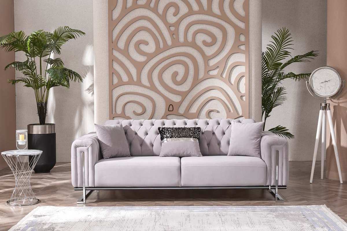 Dreams Light Grey & Silver Sofa Set