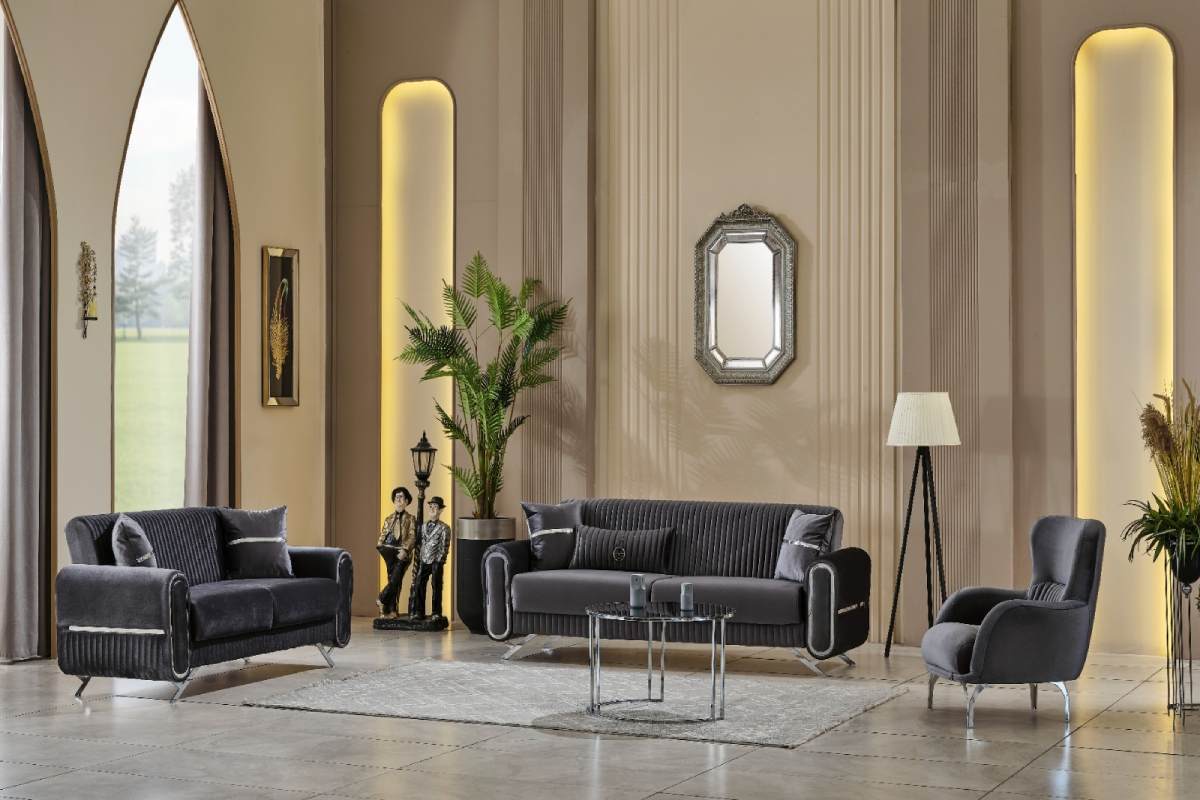 Royal Dark Gray Sofa Set