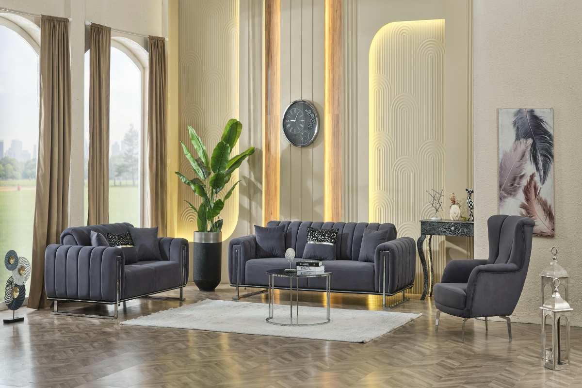 Stella Dark Gray Sofa Set