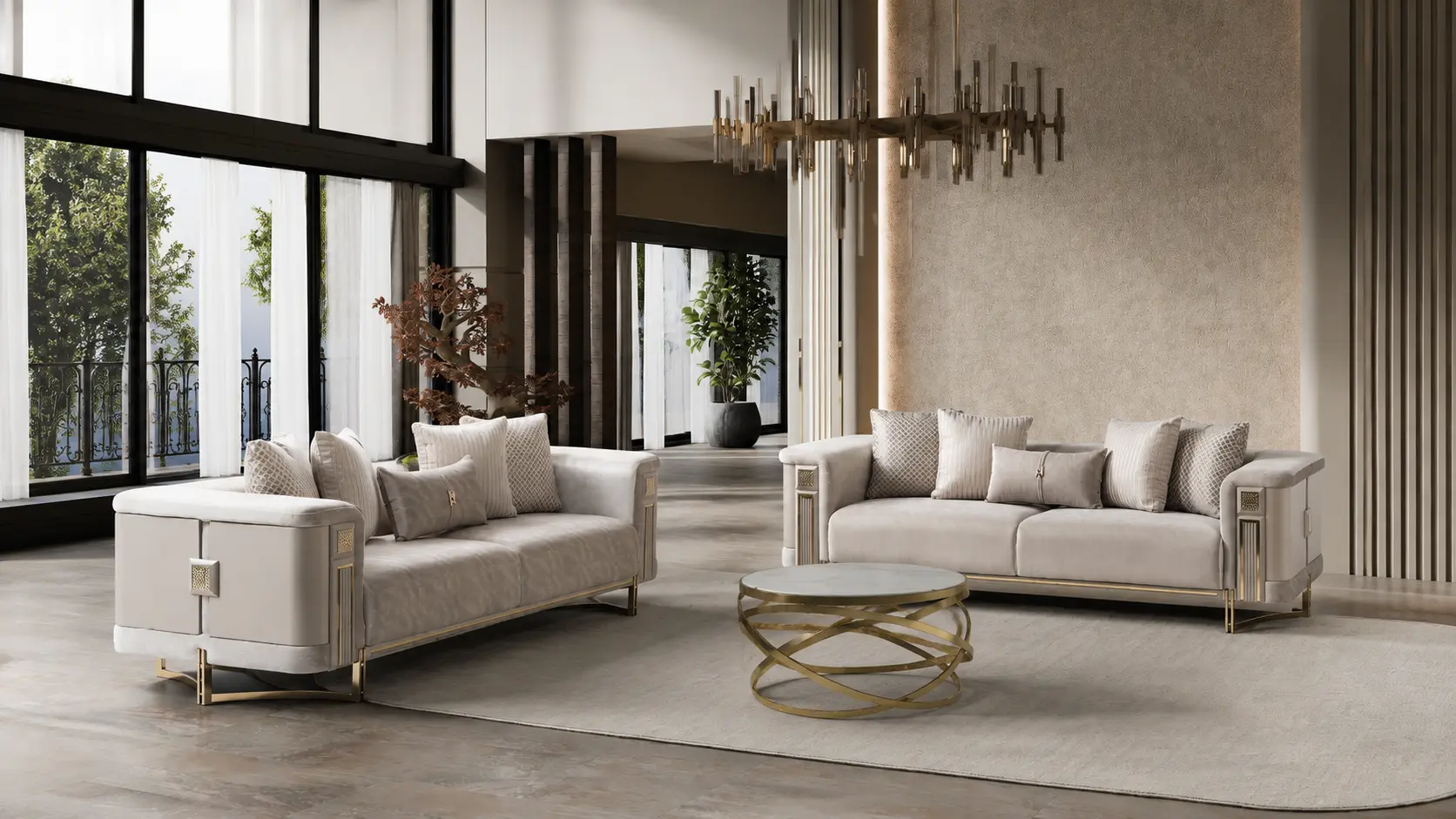 Mirage Beige Sofa Set