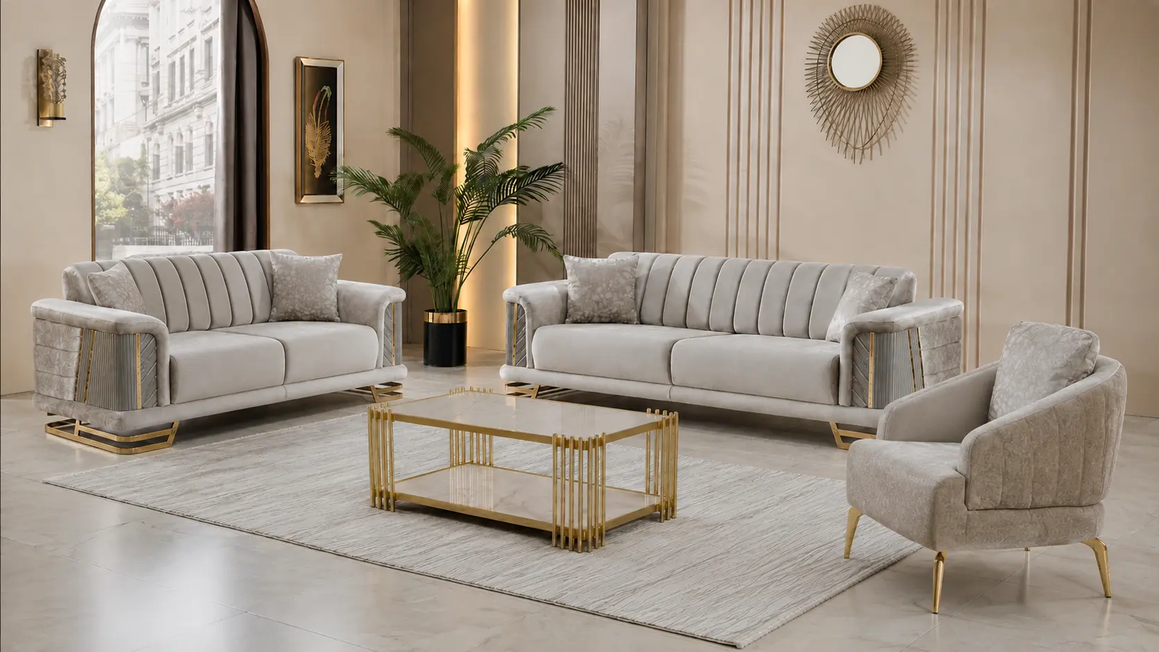 Nevada Beige Sofa Set