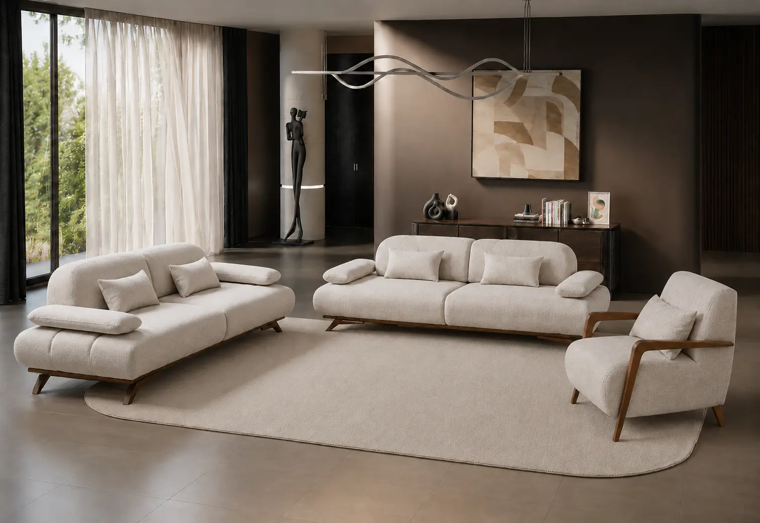 York Beige Sofa Set