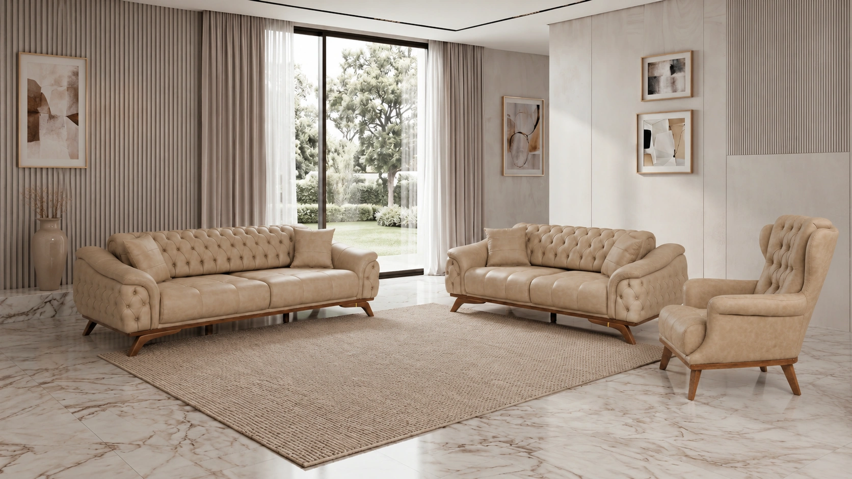 Lagos Beige Sofa Set