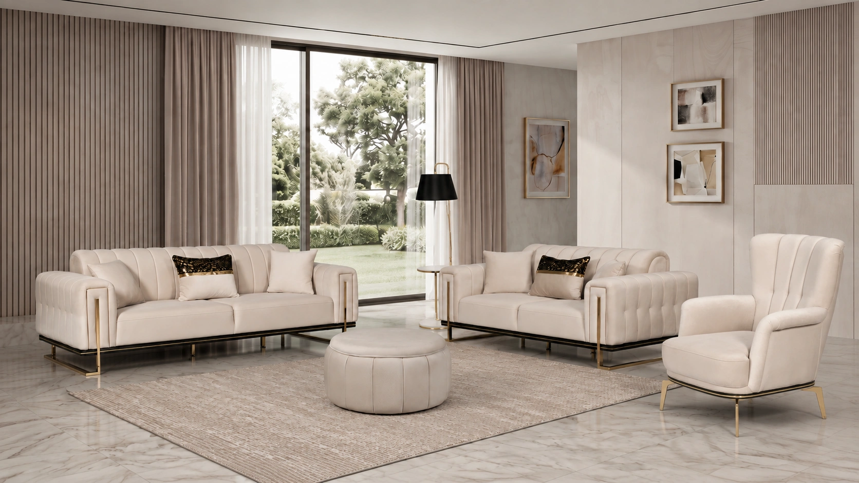 Stella Beige Sofa Set