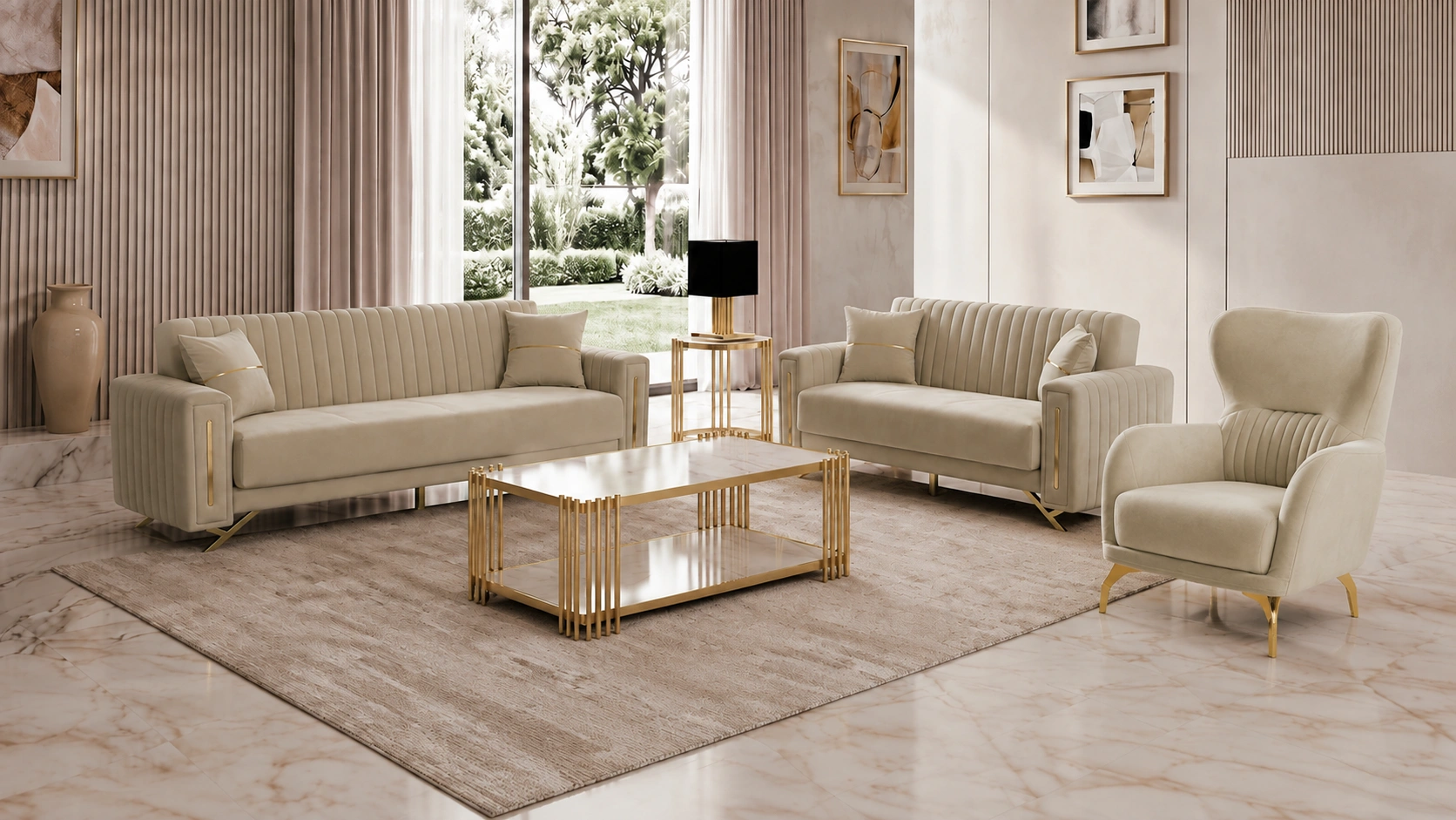 Senfoni Beige Sofa Set