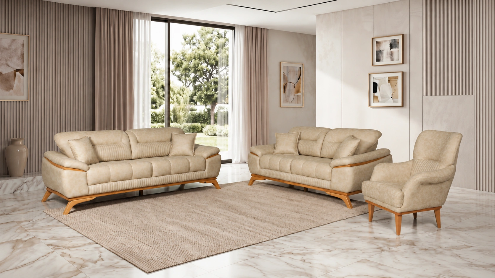 Maserati Beige Sofa Set