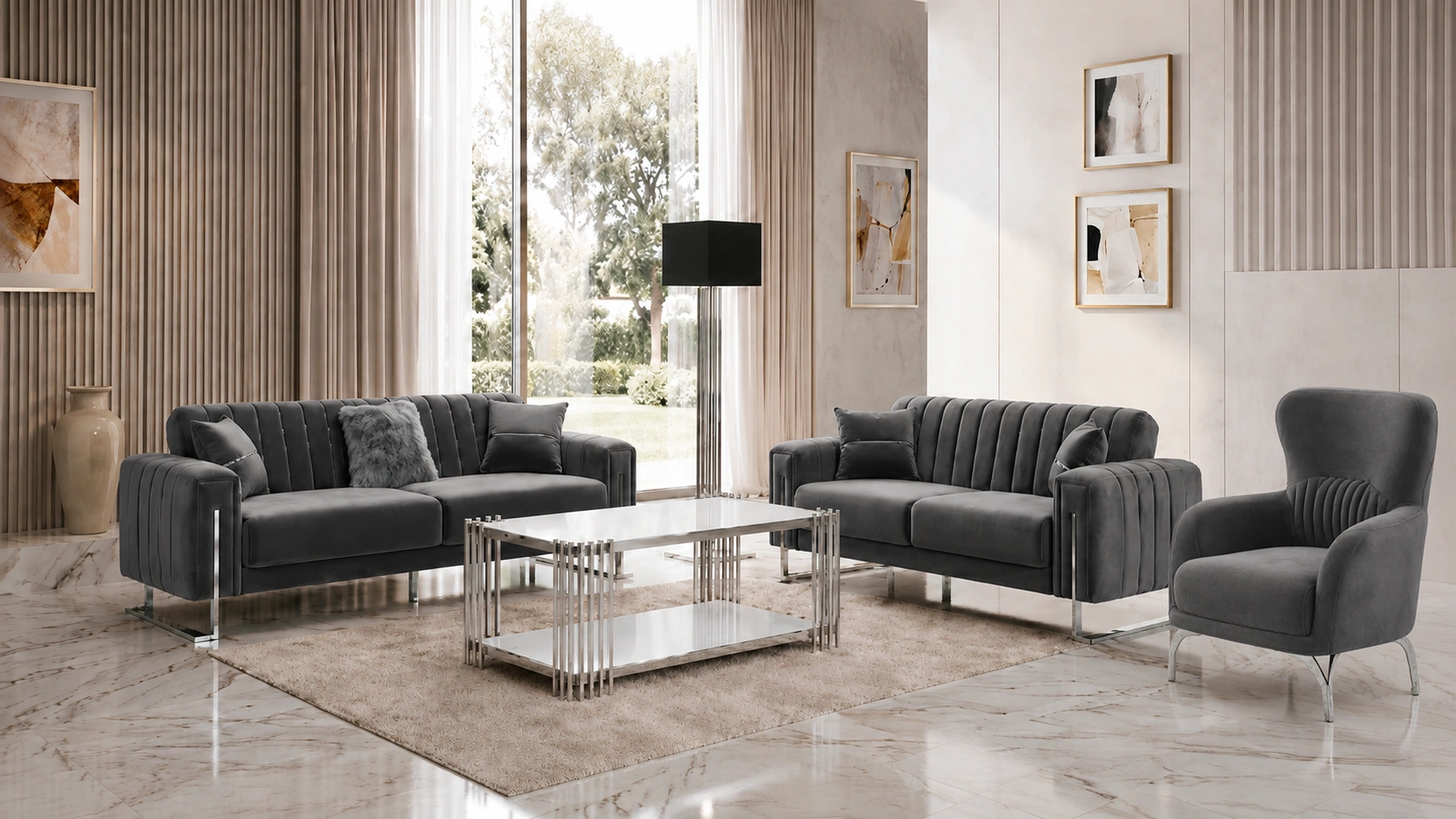 Othello Gray Sofa Set