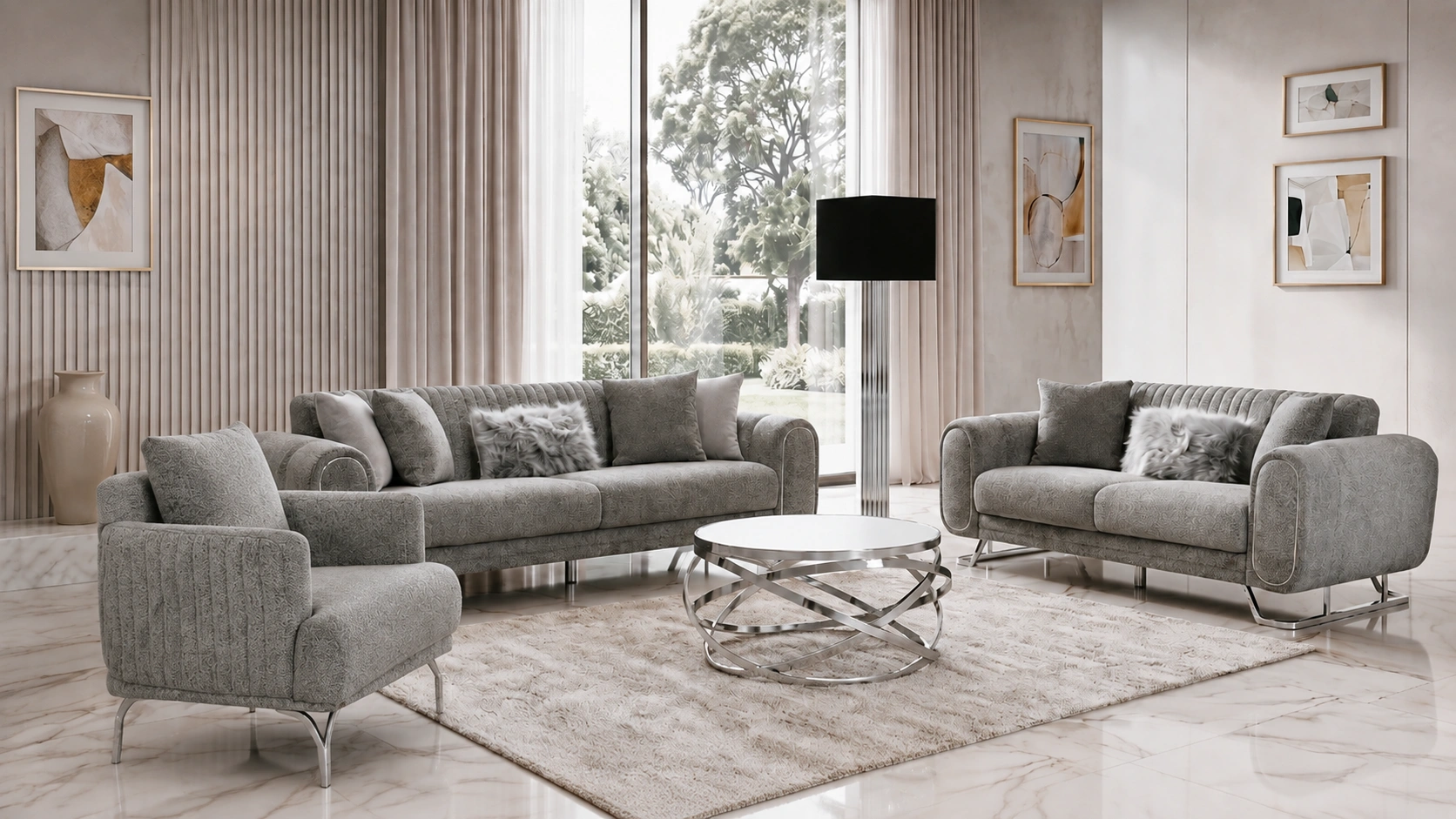Aura Gray Sofa Set