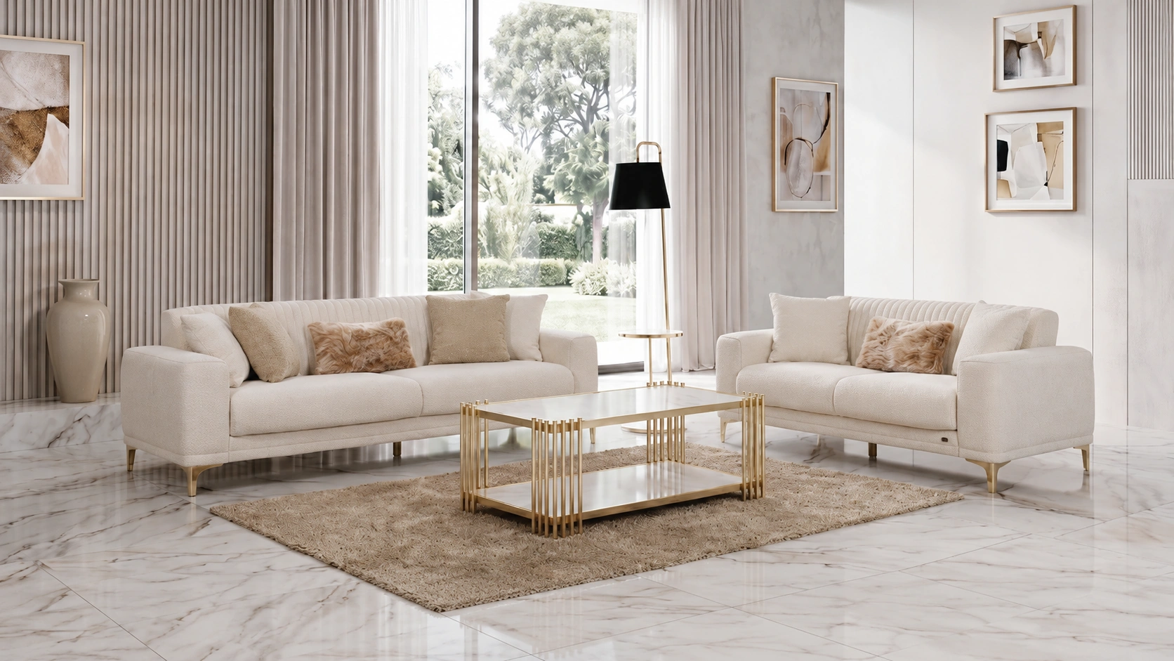 Twist Beige Sofa Set