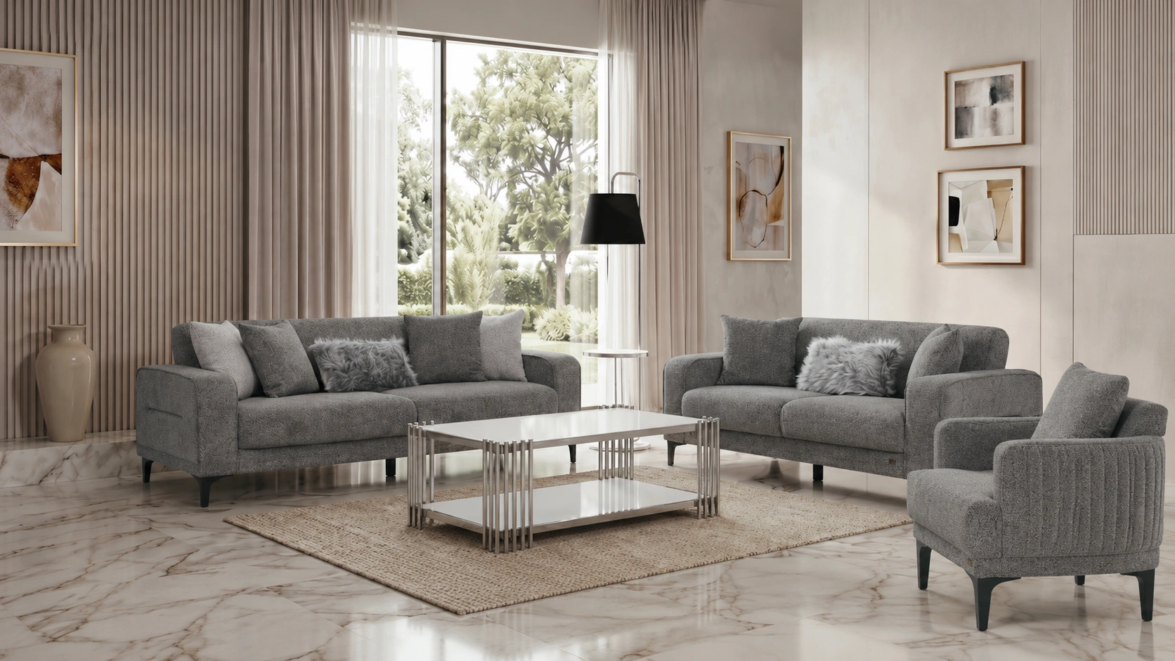 Focus Gray Sofa Set