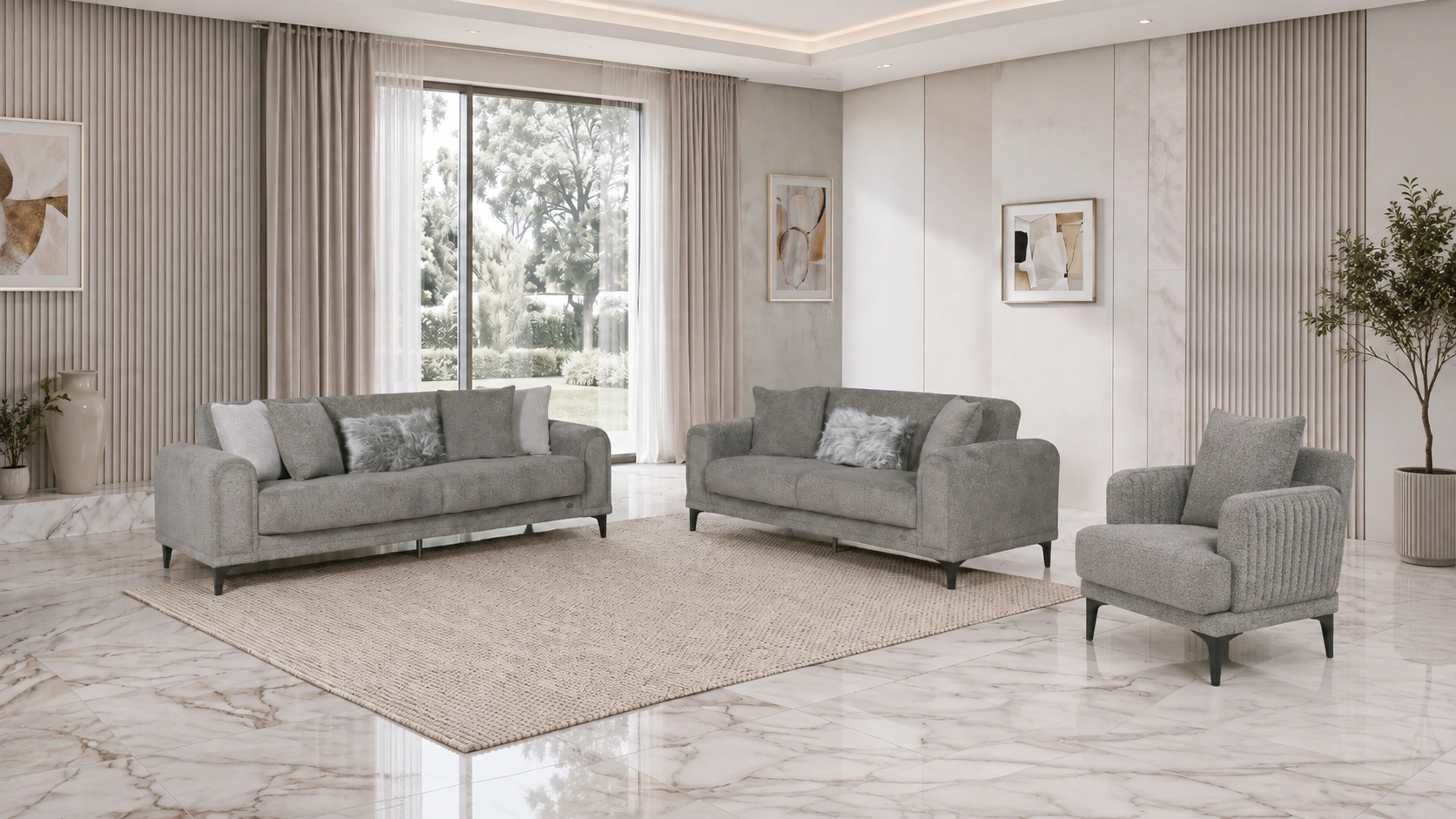 Gold Gray Sofa Set