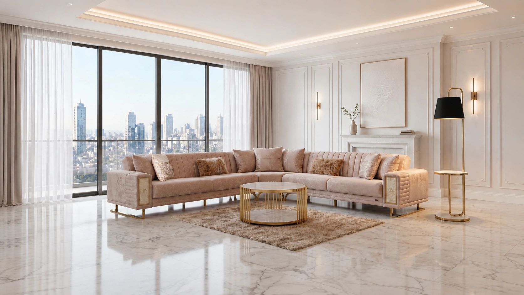 Galina Beige Sectional Set