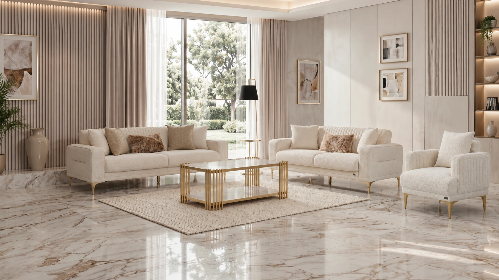 Focus Beige Sofa Set