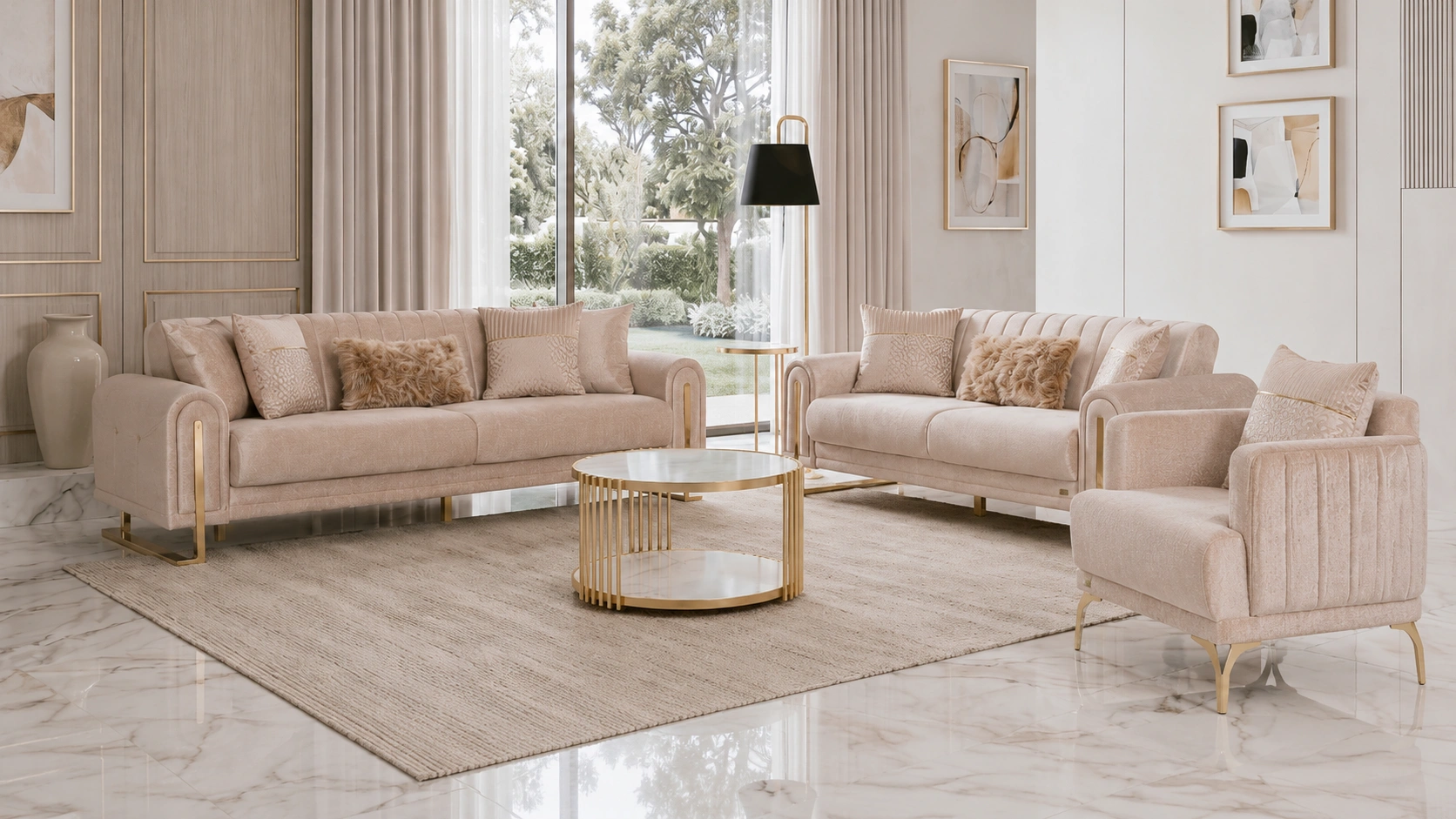Oscar Beige Sofa Set