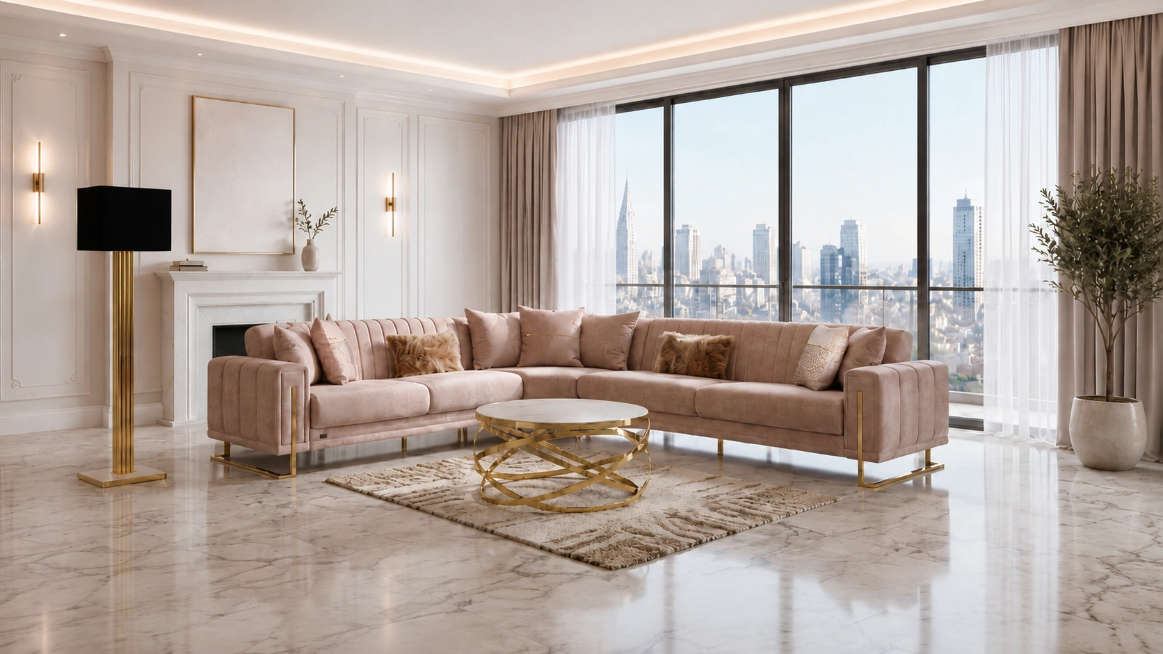Quatro Beige Sectional Set