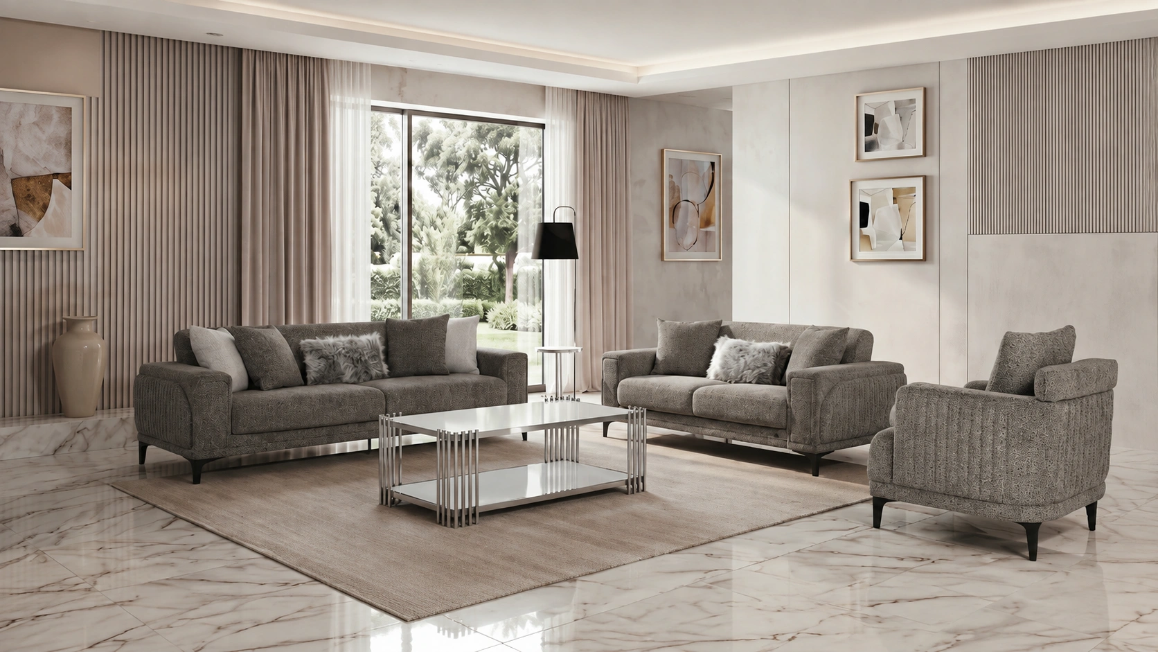Elit Gray Sofa Set
