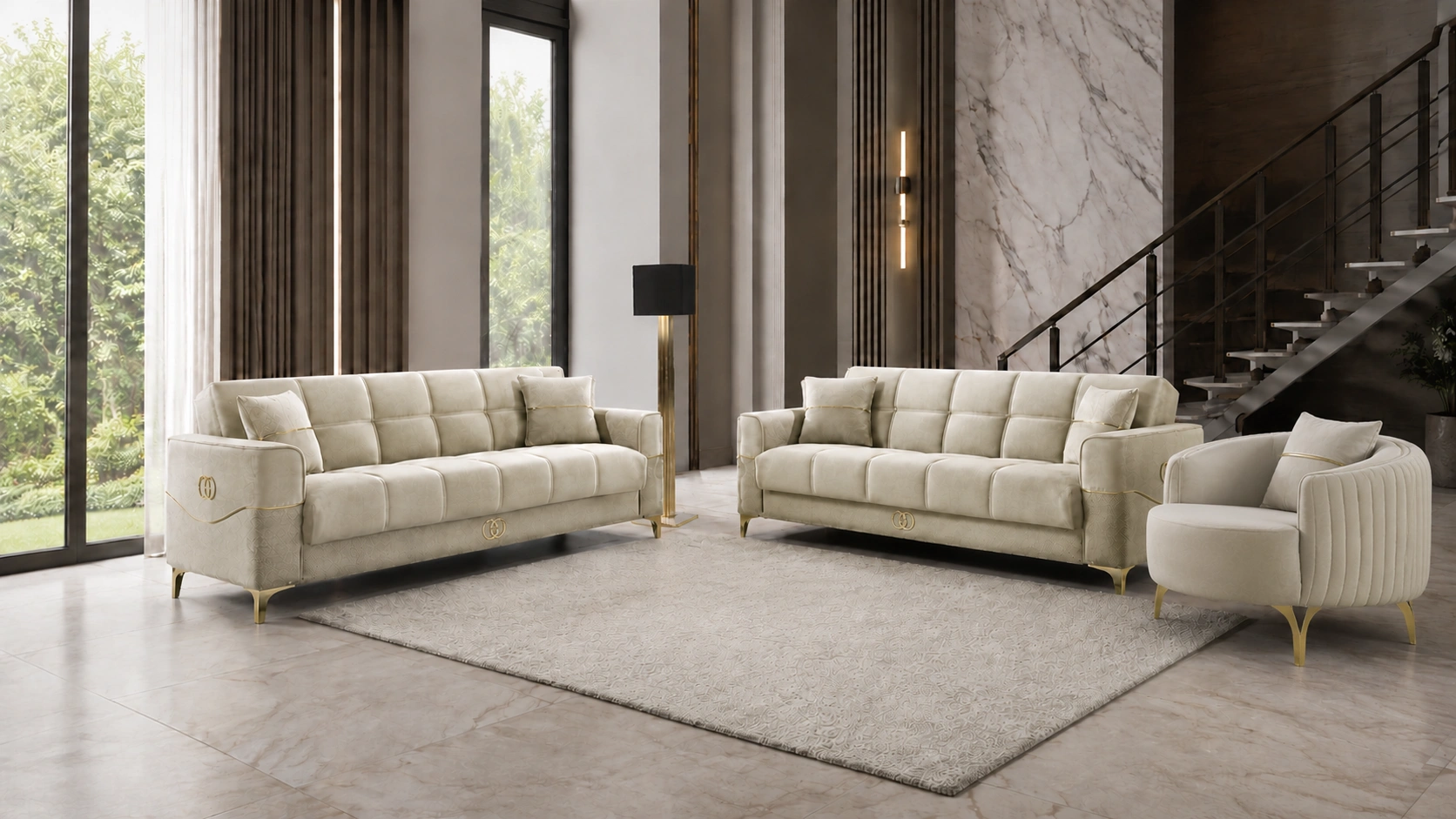 Clara Beige Sofa Set
