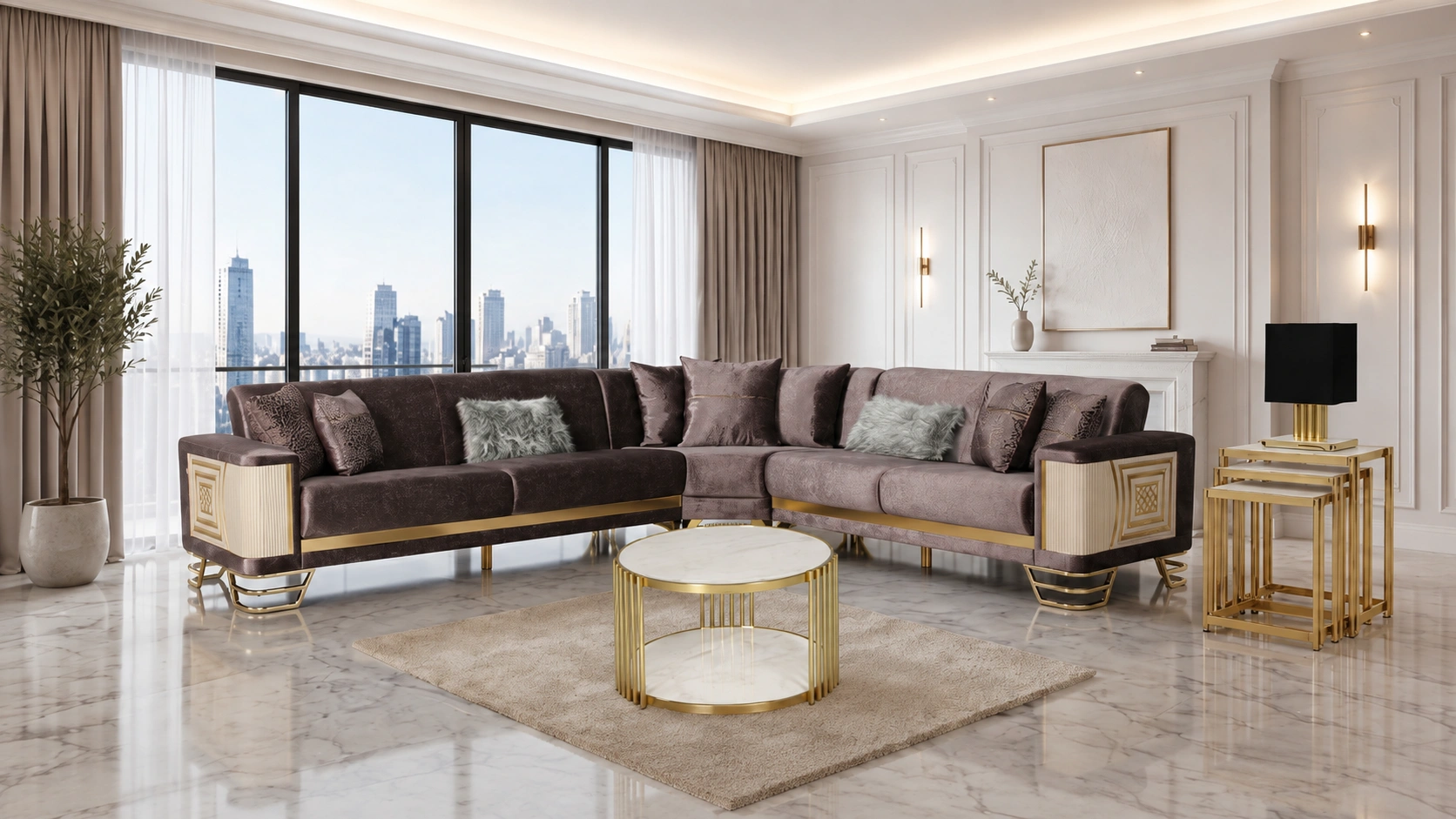 Neva Gray Sectional Set