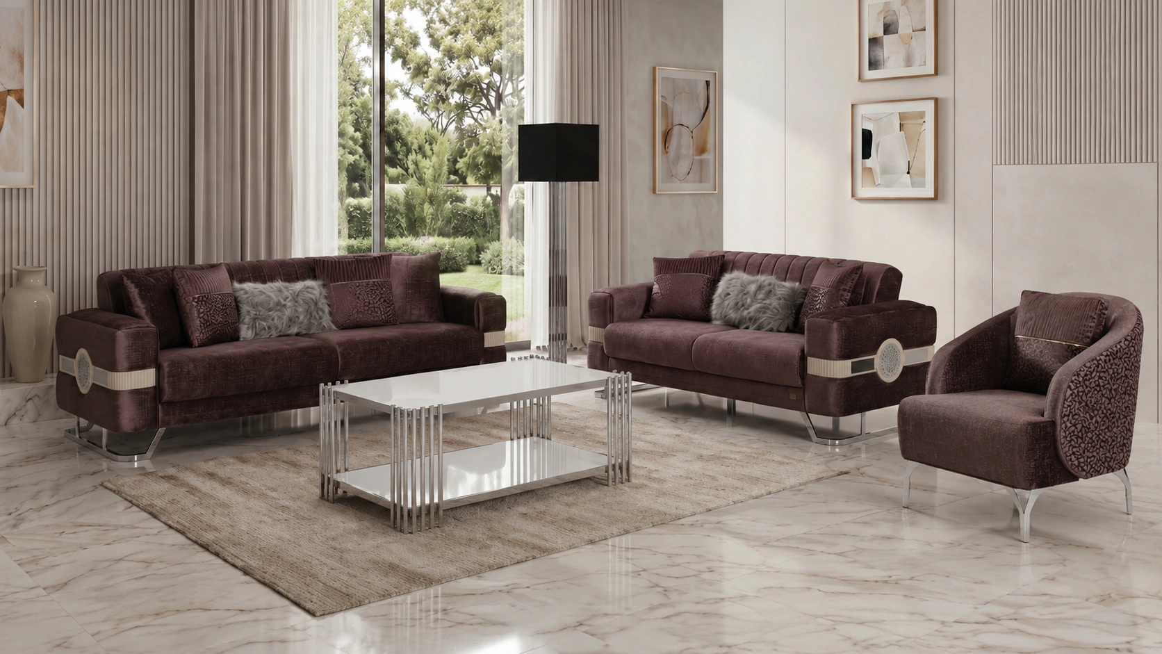 Opera Beige Sofa Set