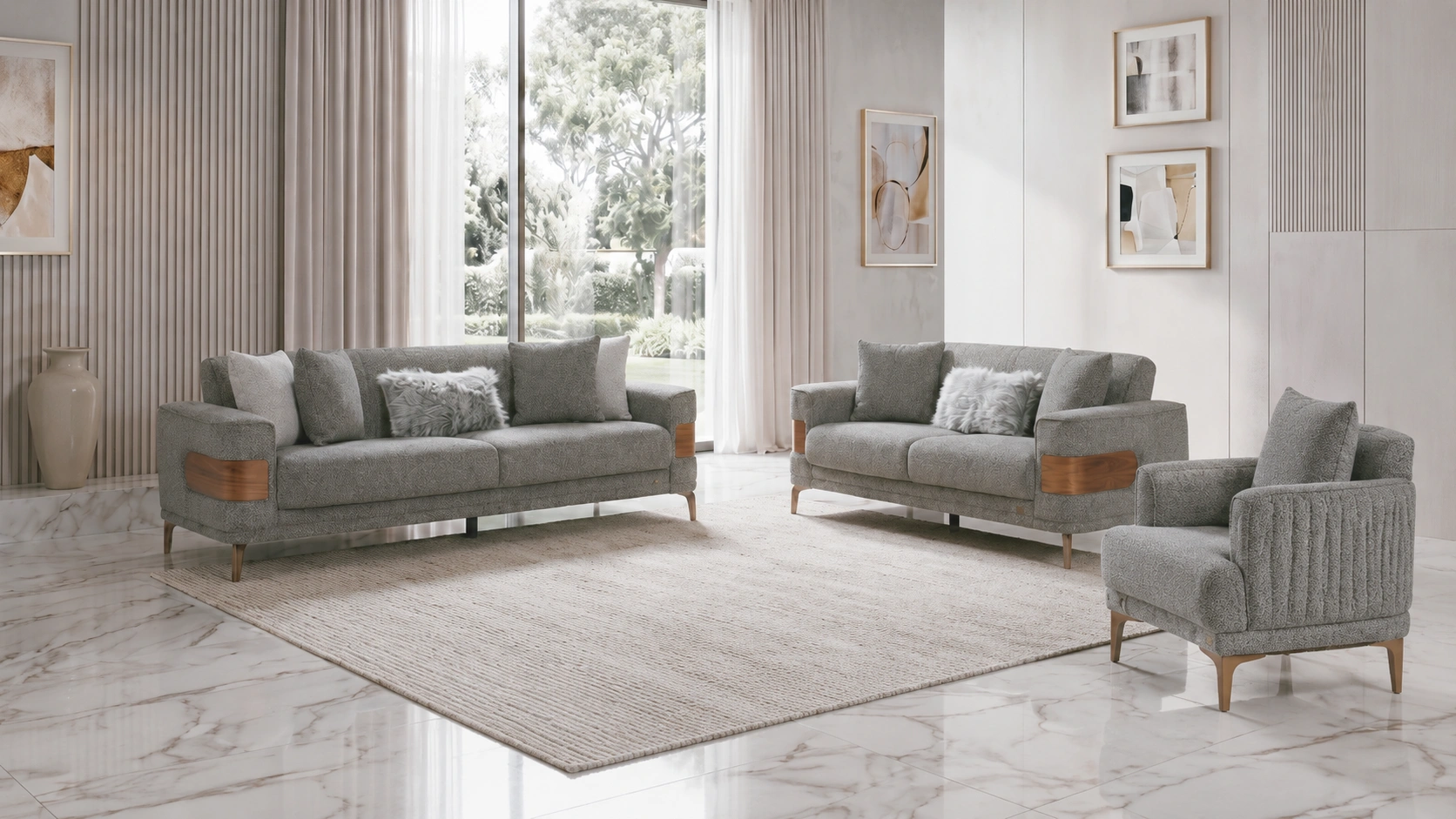 Tina Gray Sofa Set