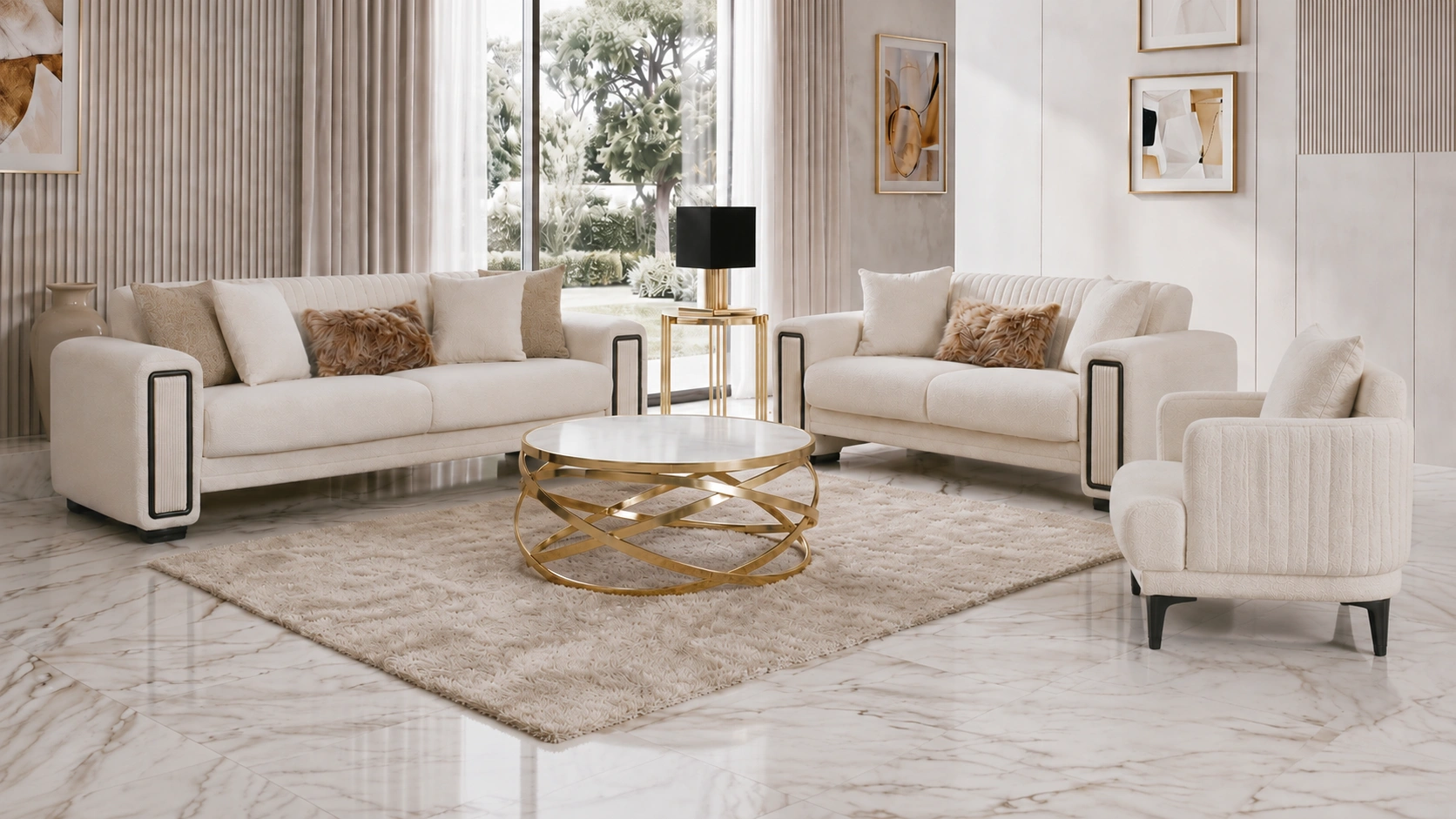 Nefes Beige Sofa Set