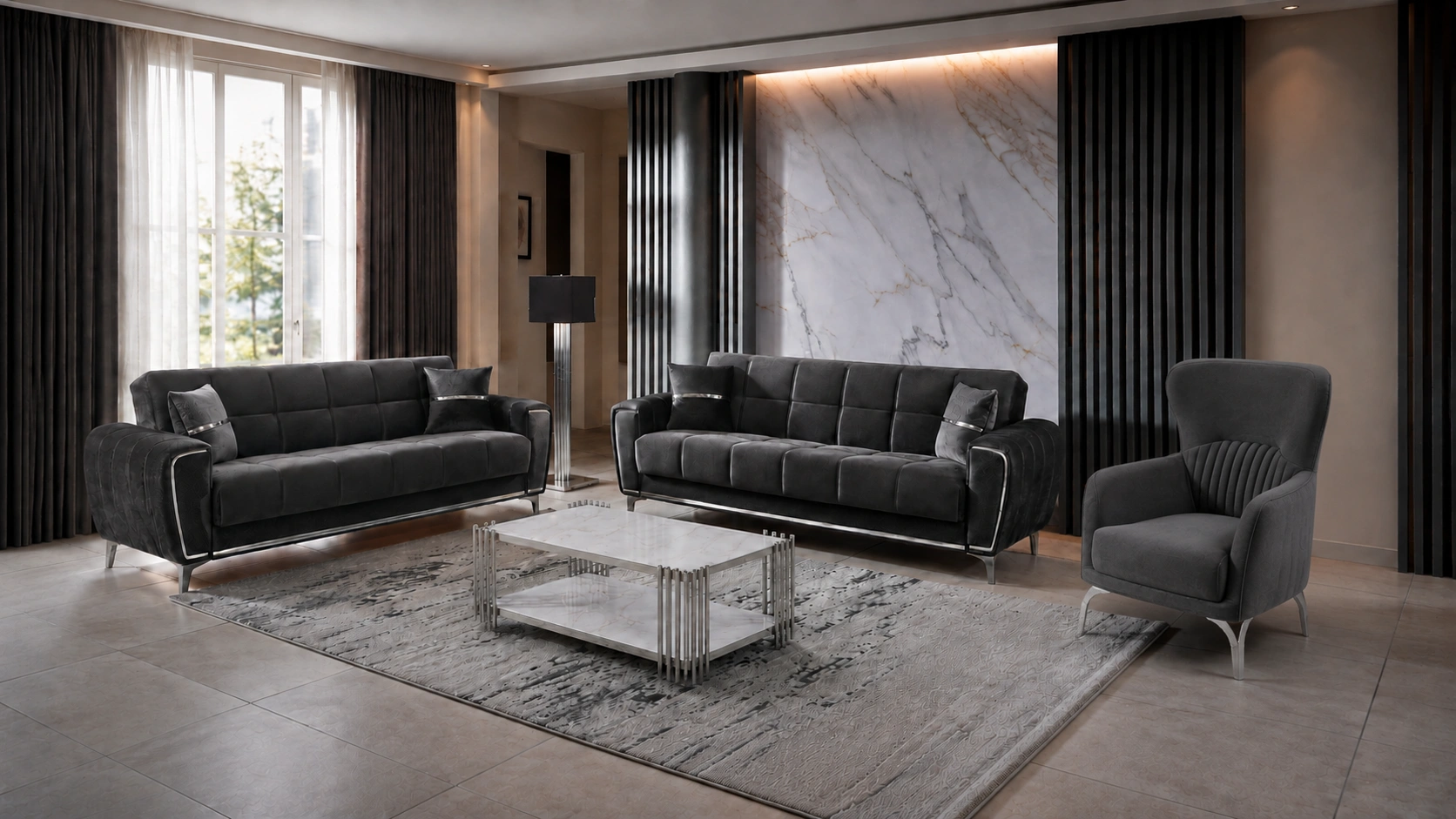 Boston Gray Sofa Set