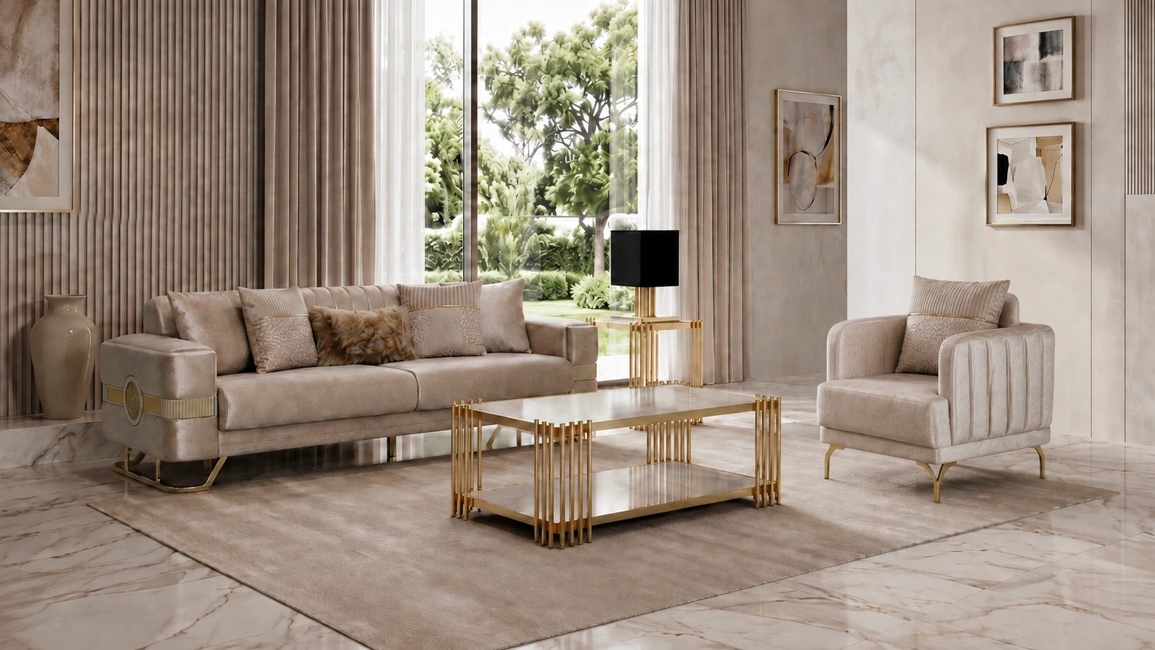 Opera Beige Sofa Set