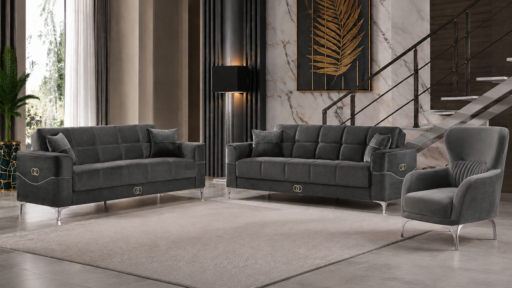 Clara Gray Sofa Set