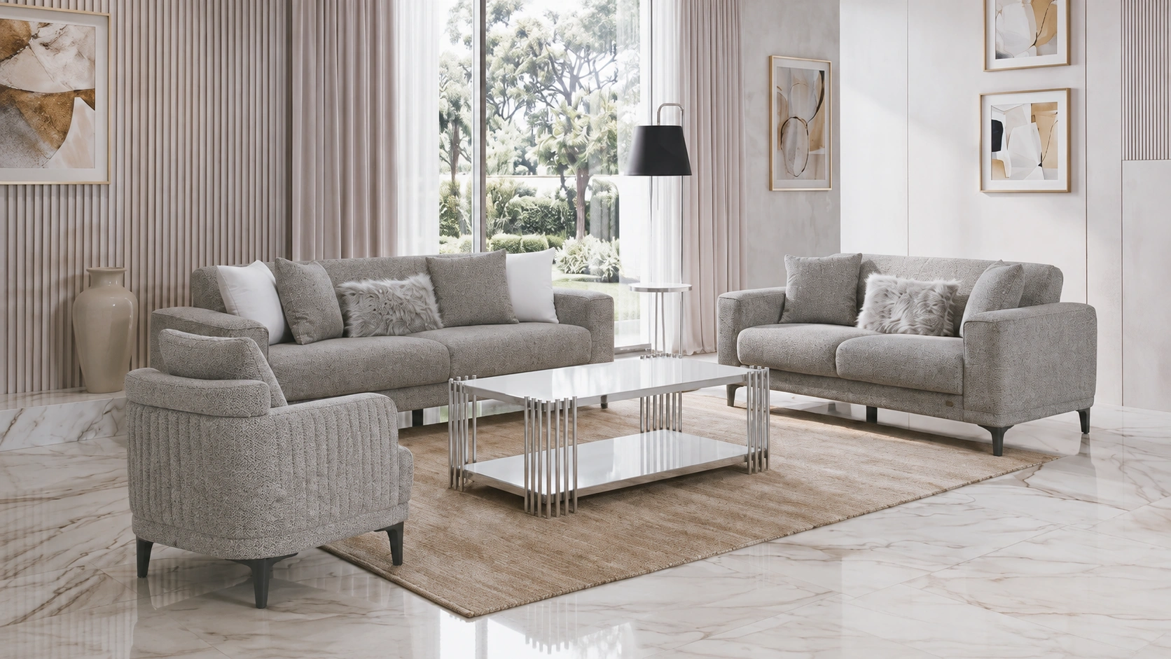 Twist Gray Sofa Set