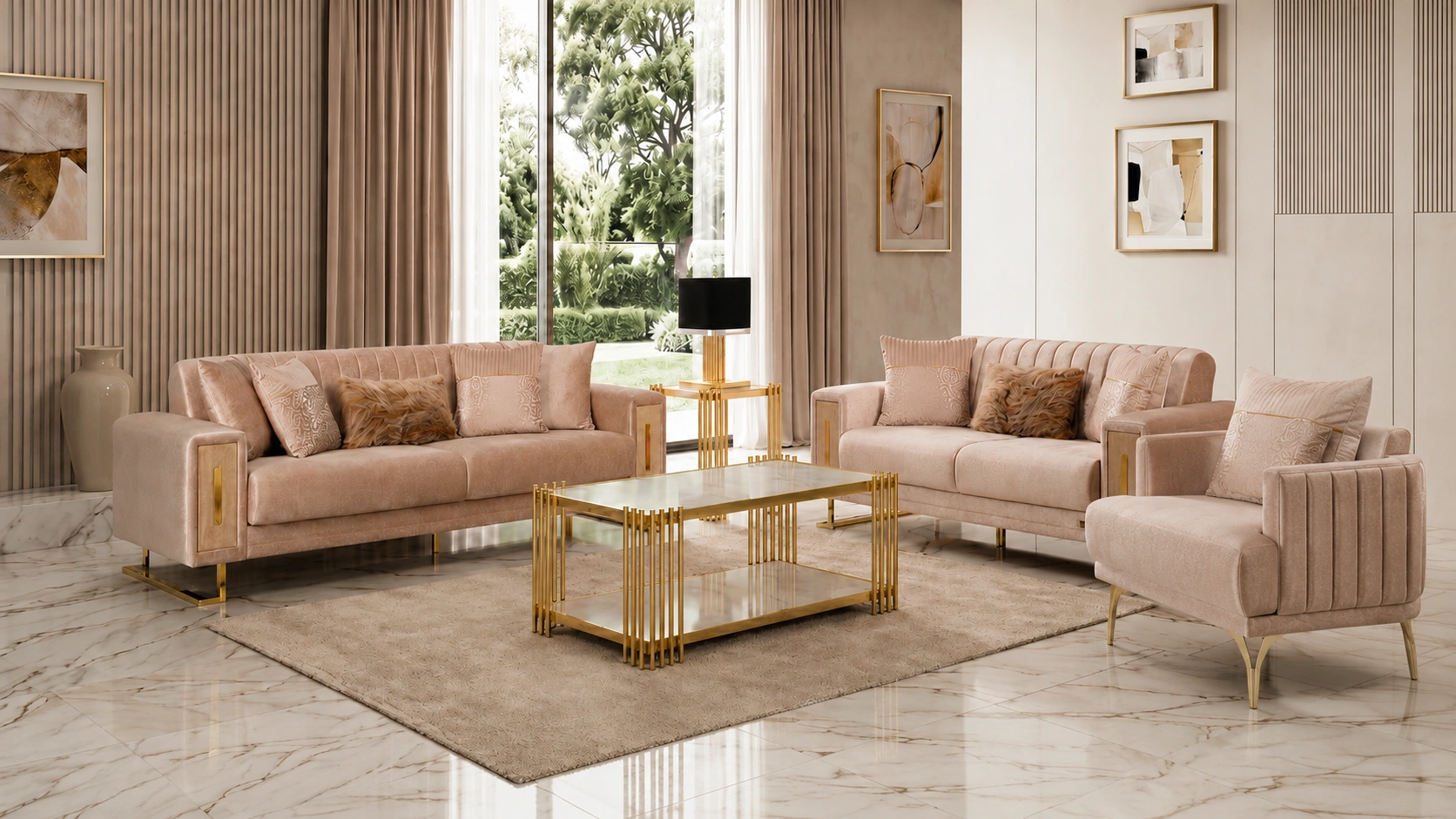 Loft Beige Sofa Set