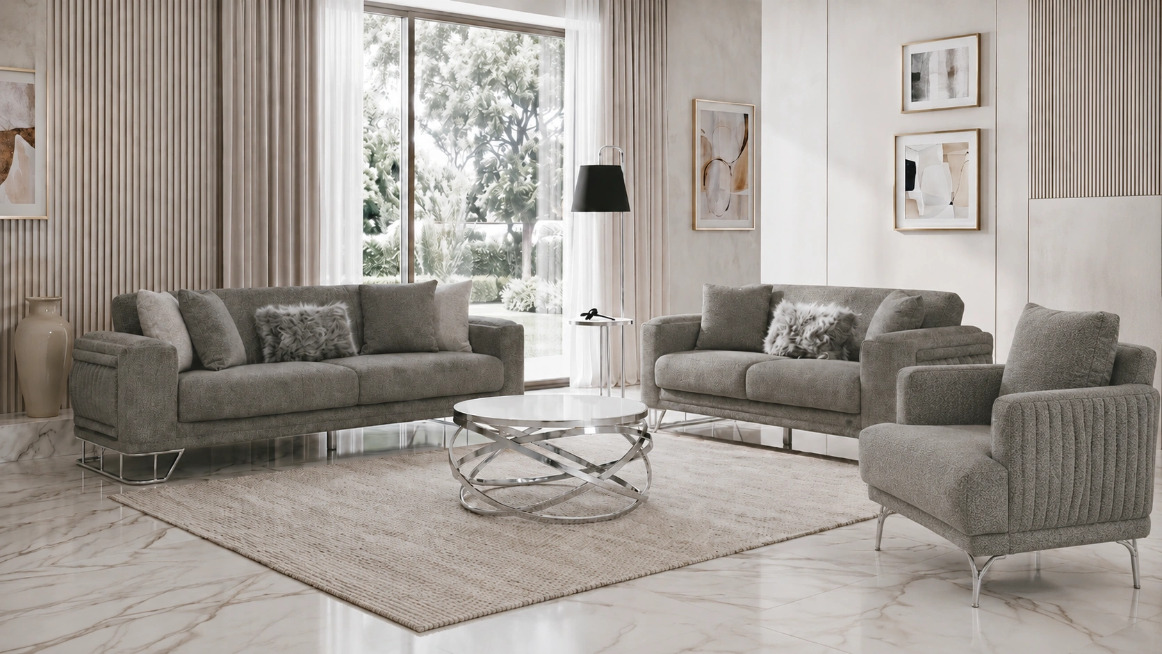 Dante Gray Sofa Set