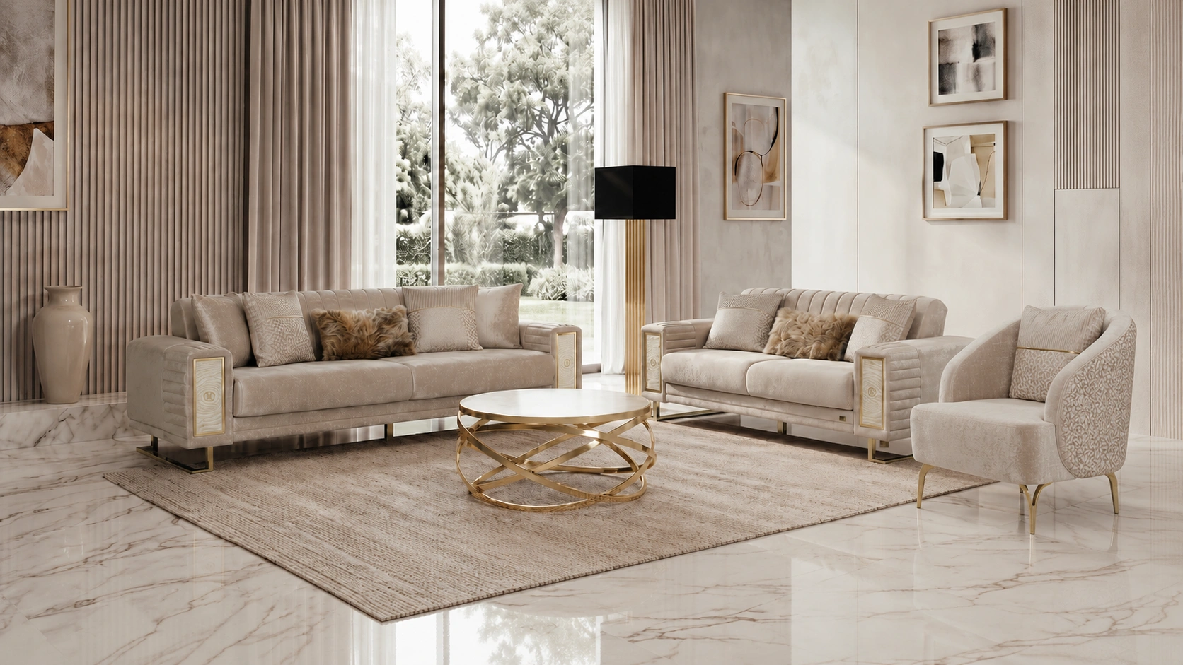 Galina Beige Sofa Set