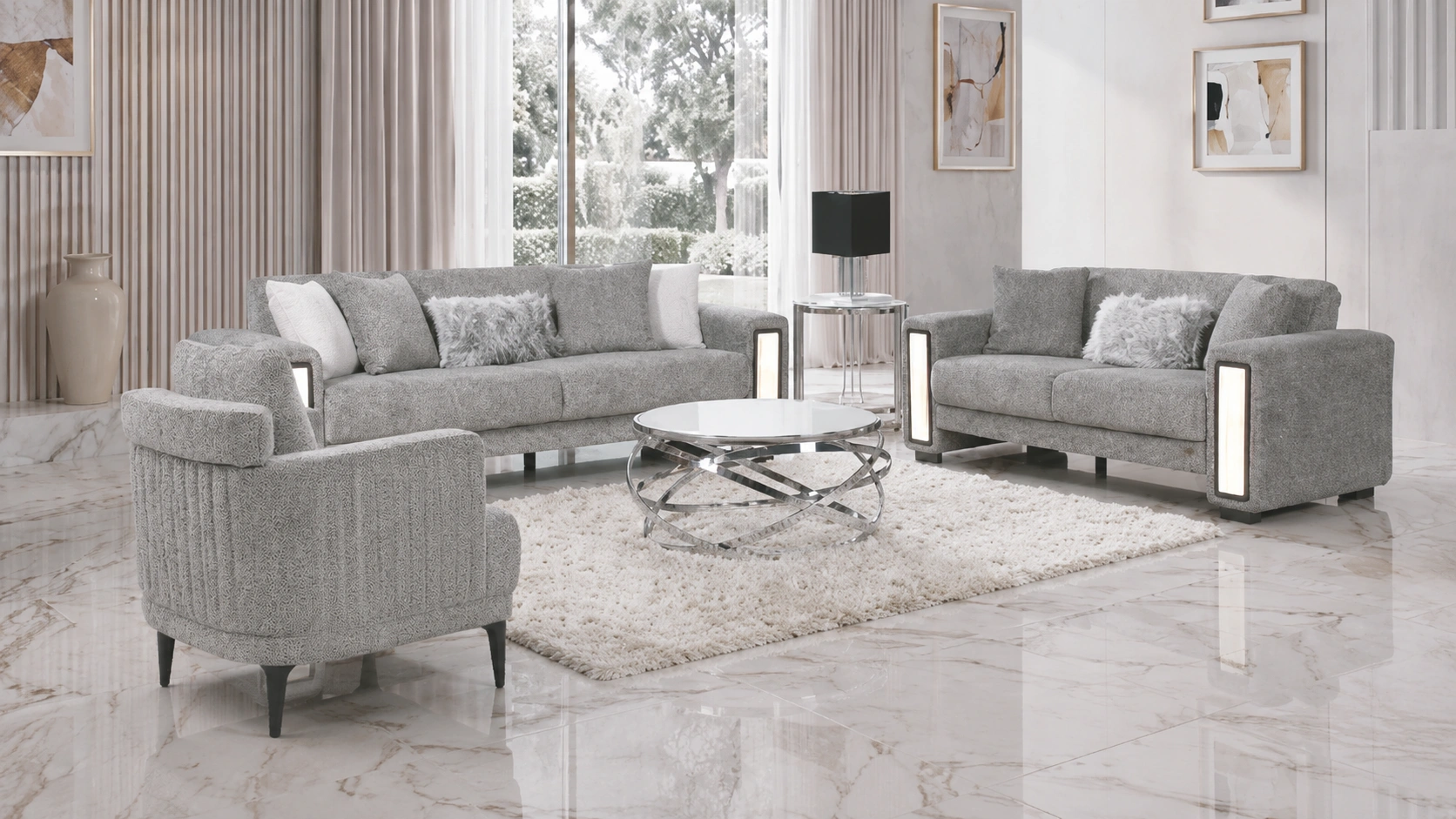 Nefes Gray Sofa Set