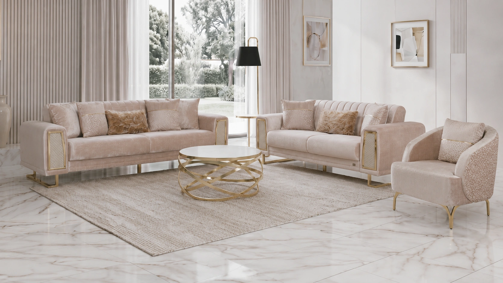 Cordoba Beige Sofa Set