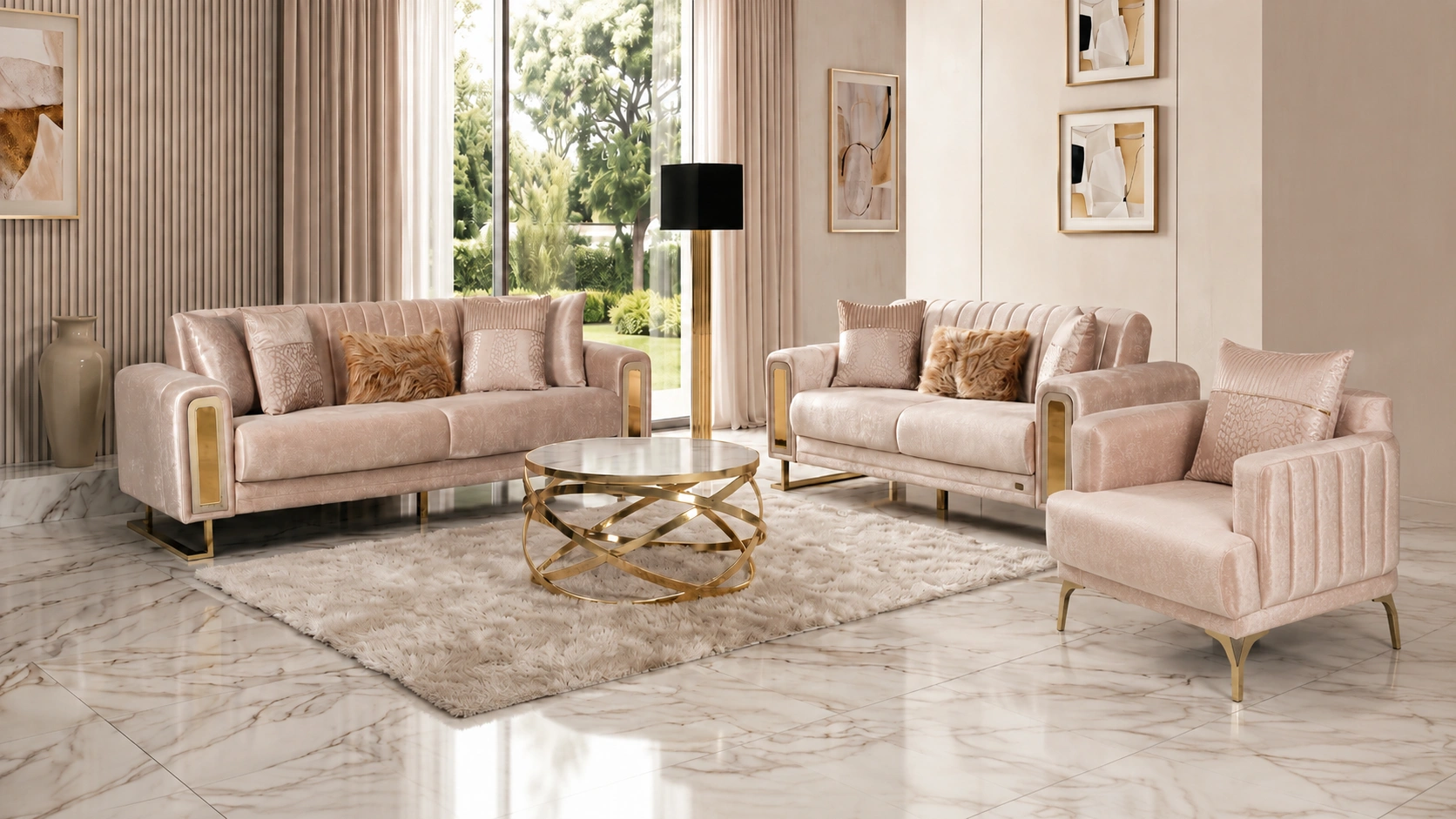 Nirvana Beige Sofa Set